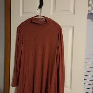 LOGO Lori Goldstein XL Mauve Space-dye Mock Neck